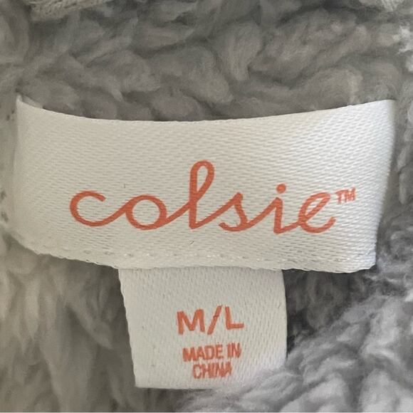 Closie Grey White Snowflake Hooded‎ Fleece Robe NWT M/L - Picture 3 of 5